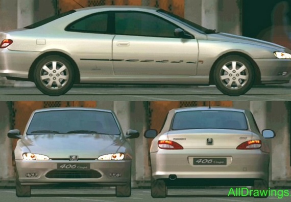Peugeot 406 3.0 V6 Coupe (1998) (Peugeot 406 3.0 B6 Coupe (1998)) - drawings (figures) of a car